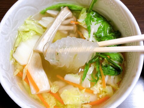 電子レンジで簡単！！野菜春雨スープ